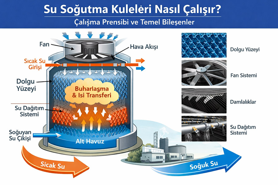 Su Soğutma Kuleleri Nasıl Çalışır? Çalışma Prensibi ve Temel Bileşenler